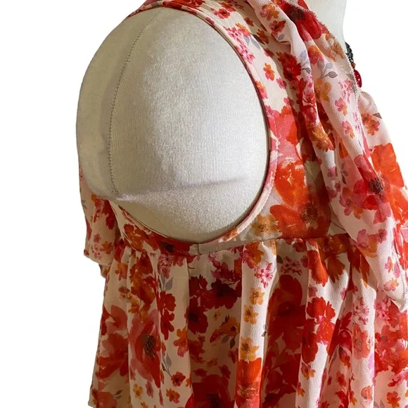 Floral Print One Shoulder Ruffle Trim Top - Picture 10 of 15